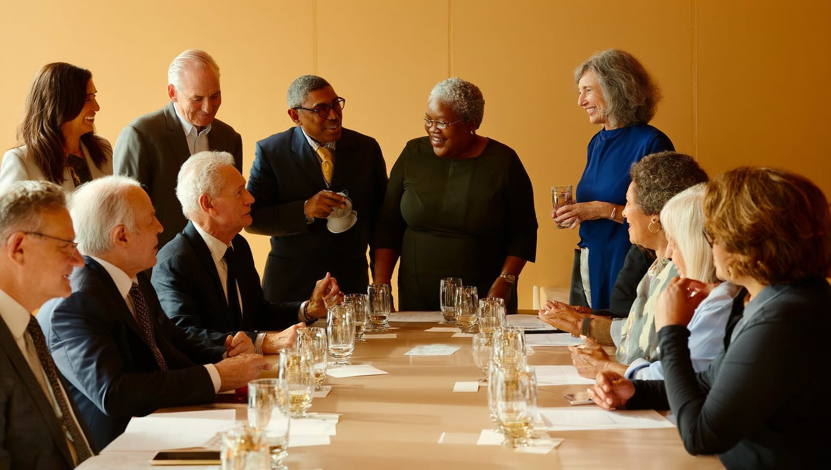 Community organization leaders and Foundation staff meeting together around a table